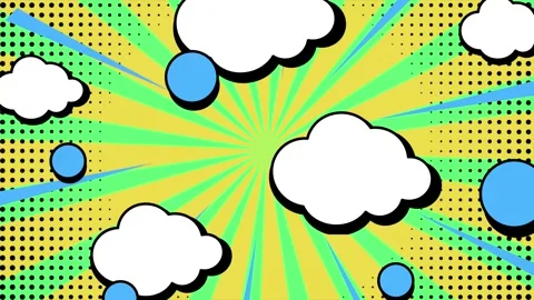 Comic background with dynamic explosive elements in vibrant colors seamless 4k Stock Footage 293263665