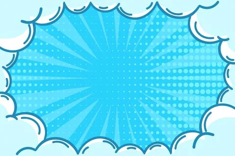 Comic background in retro pop art style. Stripe and dotted sky blue background Stock Illustration