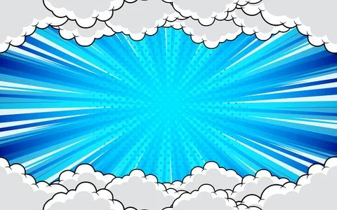 Comic background with speed ray and halftone effects. Vector illustration. Stock Illustration