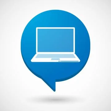 Comic balloon icon with a laptop Stock Illustration