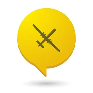 Comic balloon icon with a war drone Stock Illustration