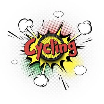 Comic bang with expression text Cycling Stock Illustration