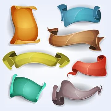 Comic Banners And Parchment Scrolls For Ui Game Stock Illustration