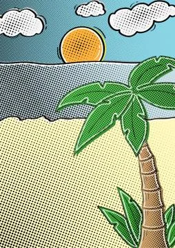 Comic beach background Stock Illustration