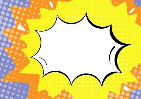 Comic Blank Speech Bubble With Copy Space And Colorful Doodles. Design Of Empty Stock Illustration