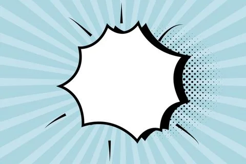 Comic Blank Speech Bubble With Copy Space Over Striped Color Background Design Stock Illustration