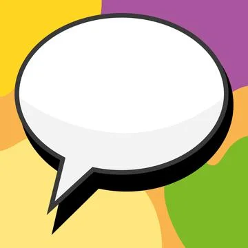 Comic Blank Speech Bubble With Copy Space Over Circular Color Background Design Stock Illustration