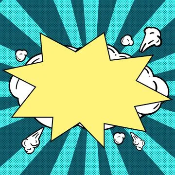 Comic Blank Speech Bubble With Copy Space Over Circular Color Background Design Illustrazione stock