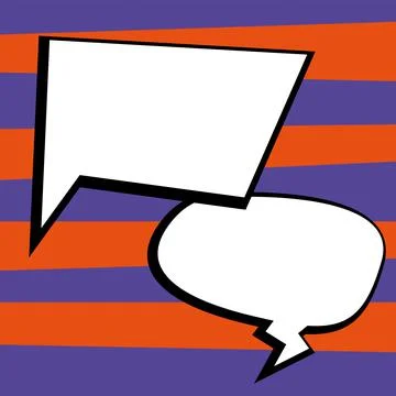 Comic Blank Speech Bubble With Copy Space Over Circular Color Background Design Stock Illustration