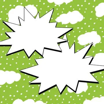 Comic Blank Speech Bubble With Copy Space And Colorful Doodles. Design Of Empty Stock Illustration