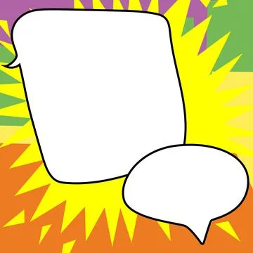 Comic Blank Speech Bubble With Copy Space Over Circular Color Background Design Stock Illustration