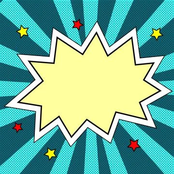 Comic Blank Speech Bubble With Copy Space Over Circular Color Background Design Stock Illustration