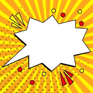 Comic Blank Speech Bubble With Copy Space Over Circular Color Background Design Illustrazione stock