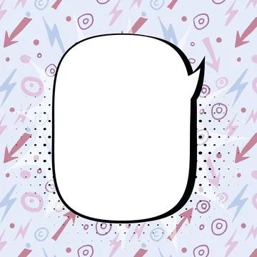 Comic Blank Speech Bubble With Copy Space And Colorful Doodles. Design Of Empty Stock Illustration