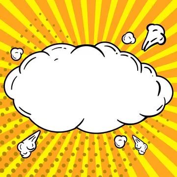 Comic Blank Speech Bubble With Copy Space Over Circular Color Background Design Stock Illustration