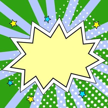 Comic Blank Speech Bubble With Copy Space Over Circular Color Background Design Illustrazione stock