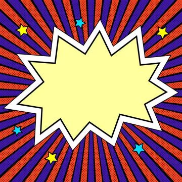 Comic Blank Speech Bubble With Copy Space Over Circular Color Background Design Illustrazione stock