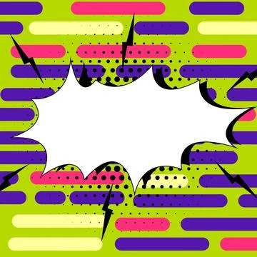Comic Blank Speech Bubble With Copy Space And Colorful Doodles. Design Of Empty Stock Illustration