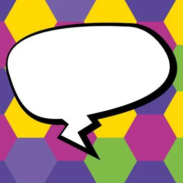 Comic Blank Speech Bubble With Copy Space Over Circular Color Background Design Stockillustratie