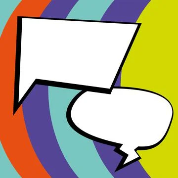 Comic Blank Speech Bubble With Copy Space Over Circular Color Background Design Stockillustratie