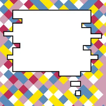 Comic Blank Speech Bubble With Copy Space Over Circular Color Background Design Illustrazione stock