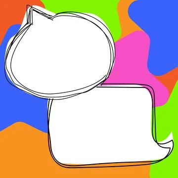 Comic Blank Speech Bubble With Copy Space Over Circular Color Background Design Stock Illustration