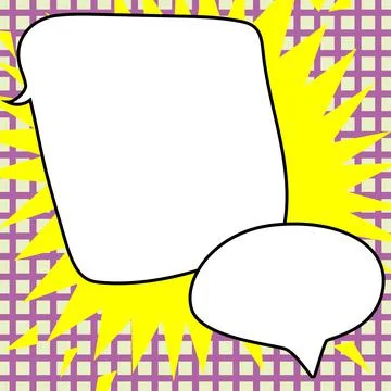 Comic Blank Speech Bubble With Copy Space Over Circular Color Background Design Stock Illustration