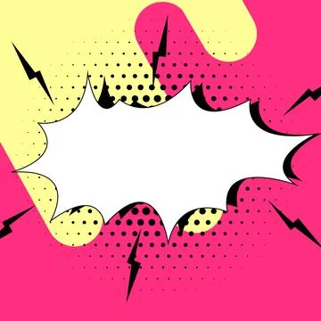 Comic Blank Speech Bubble With Copy Space And Colorful Doodles. Design Of Empty Stock Illustration