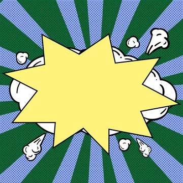 Comic Blank Speech Bubble With Copy Space Over Circular Color Background Design Illustrazione stock