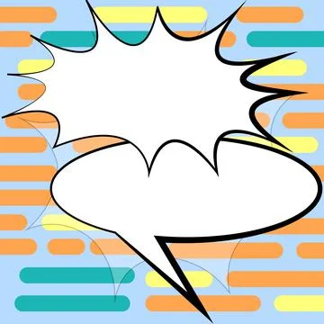 Comic Blank Speech Bubble With Copy Space And Colorful Doodles. Design Of Empty Stock Illustration