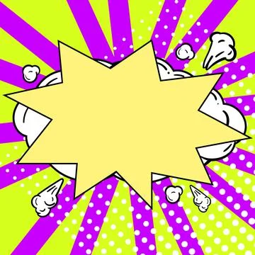 Comic Blank Speech Bubble With Copy Space Over Circular Color Background Design Stockillustratie