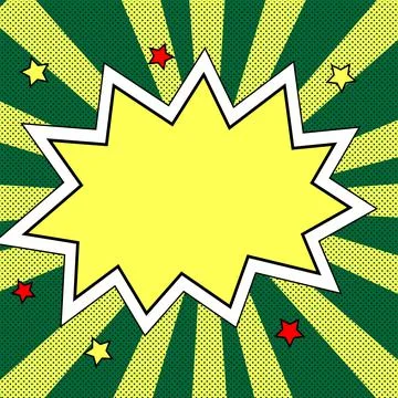 Comic Blank Speech Bubble With Copy Space Over Circular Color Background Design Illustrazione stock