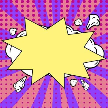 Comic Blank Speech Bubble With Copy Space Over Circular Color Background Design Stock Illustration