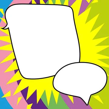 Comic Blank Speech Bubble With Copy Space Over Circular Color Background Design Stock Illustration