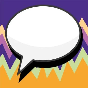 Comic Blank Speech Bubble With Copy Space Over Circular Color Background Design Stock Illustration