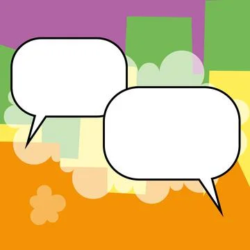 Comic Blank Speech Bubble With Copy Space Over Circular Color Background Design Stock Illustration