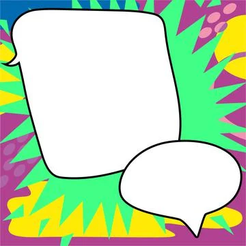 Comic Blank Speech Bubble With Copy Space Over Circular Color Background Design Stock Illustration