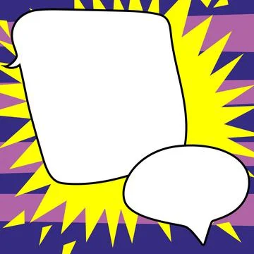 Comic Blank Speech Bubble With Copy Space Over Circular Color Background Design Stockillustratie