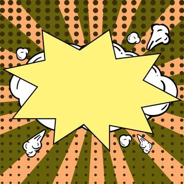 Comic Blank Speech Bubble With Copy Space Over Circular Color Background Design Illustrazione stock