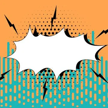 Comic Blank Speech Bubble With Copy Space And Colorful Doodles. Design Of Empty Stock Illustration