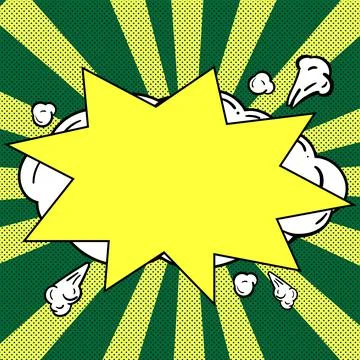 Comic Blank Speech Bubble With Copy Space Over Circular Color Background Design Stockillustratie