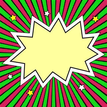 Comic Blank Speech Bubble With Copy Space Over Circular Color Background Design 스톡 일러스트