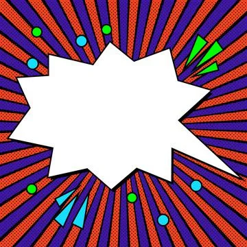 Comic Blank Speech Bubble With Copy Space Over Circular Color Background Design Stock Illustration