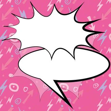 Comic Blank Speech Bubble With Copy Space And Colorful Doodles. Design Of Empty Stockillustratie