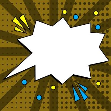 Comic Blank Speech Bubble With Copy Space Over Circular Color Background Design Stock Illustration