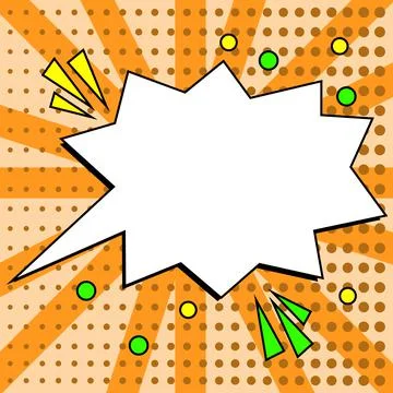 Comic Blank Speech Bubble With Copy Space Over Circular Color Background Design Stock Illustration