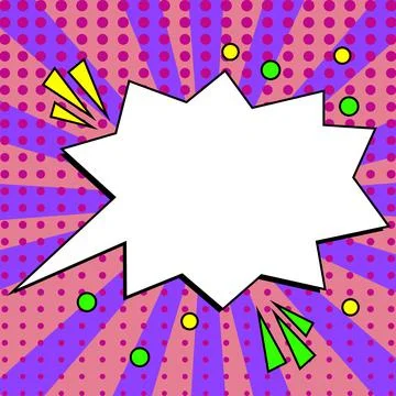 Comic Blank Speech Bubble With Copy Space Over Circular Color Background Design Stock Illustration