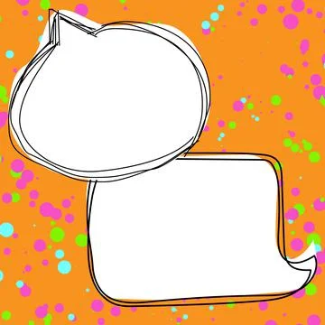 Comic Blank Speech Bubble With Copy Space Over Circular Color Background Design Stock Illustration