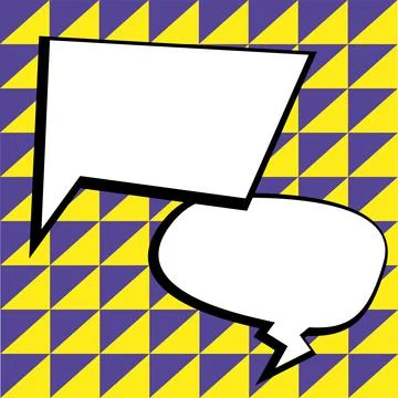 Comic Blank Speech Bubble With Copy Space Over Circular Color Background Design Stock Illustration