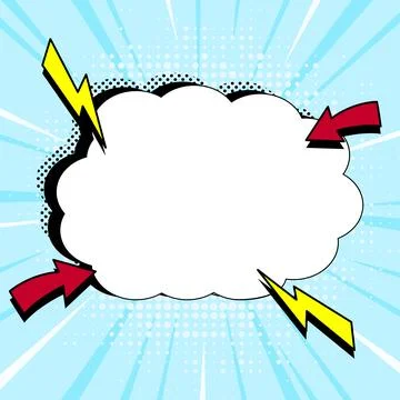 Comic Blank Speech Bubble With Copy Space Over Color Background Design. Empty Illustrazione stock